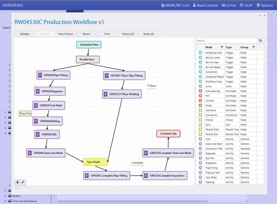 screenshot of Mestec Cloud MES